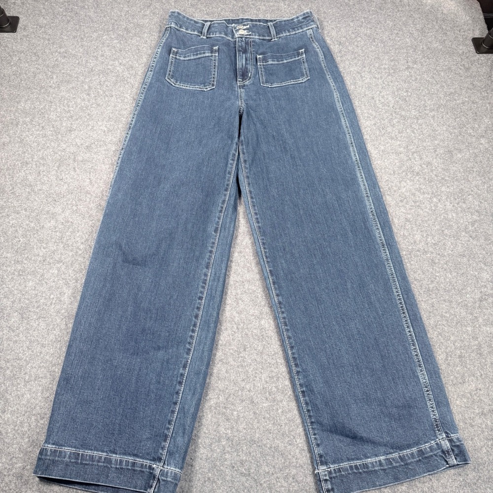 Old Navy Sky-Hi Extra High-Rise Wide Leg Jeans Dark Wash Size 6 Patch Pockets